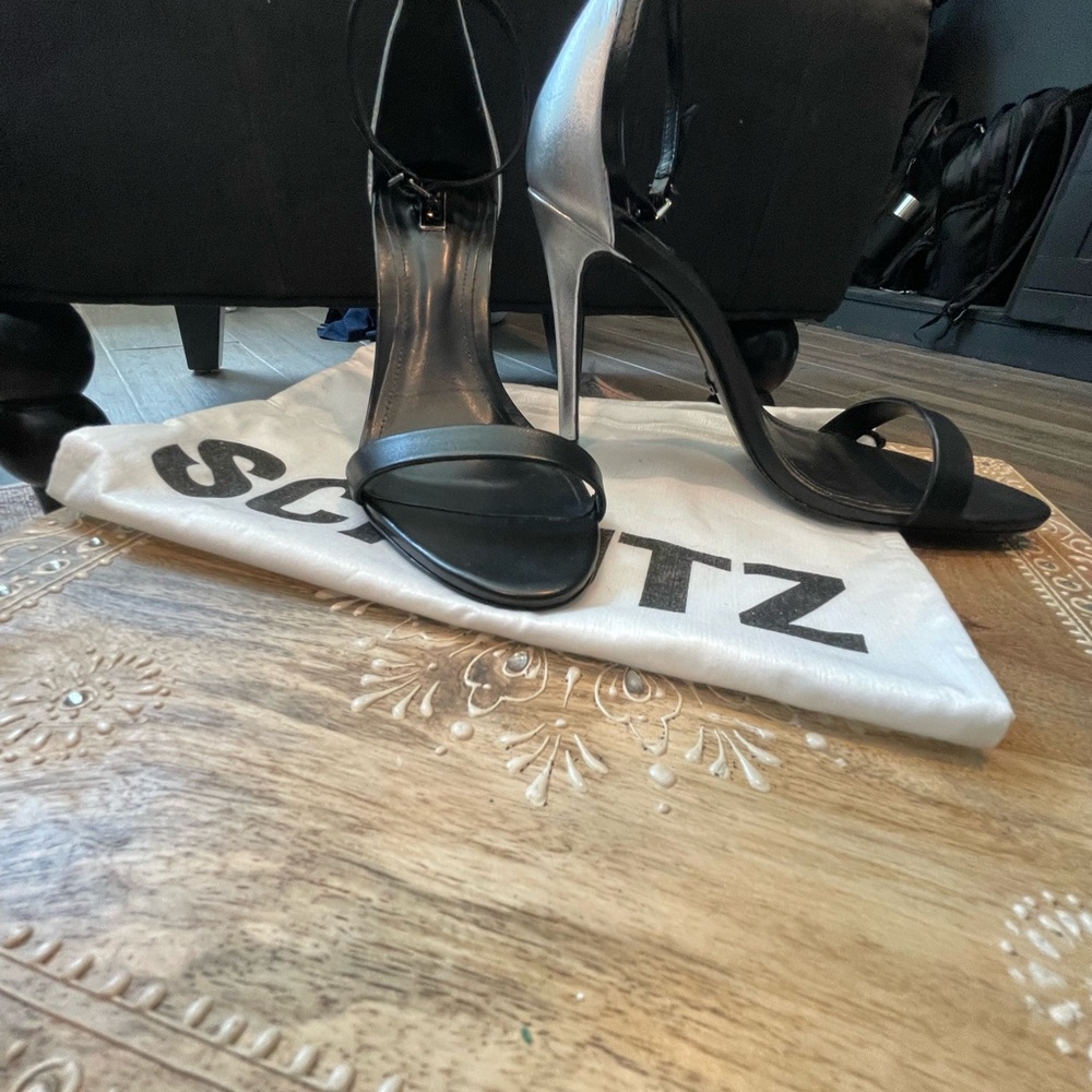 SCHUTZ Black and Silver Heels Elegant Design